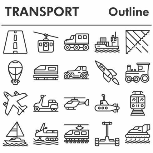 Set, transport icons set cover image.