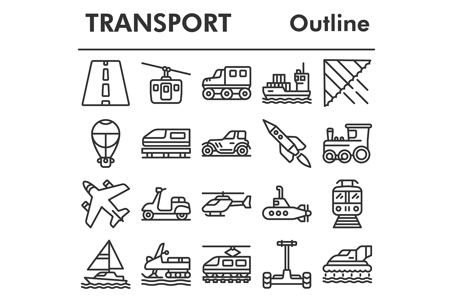 Set, transport icons set pinterest preview image.