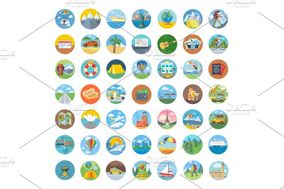Set of Travel Icon Flat Design cover image.