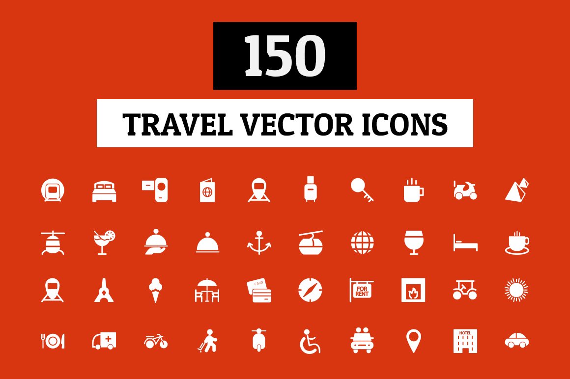 150 Travel Vector Icons cover image.