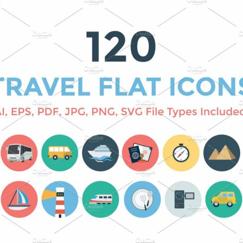 120 Travel Flat Icons cover image.
