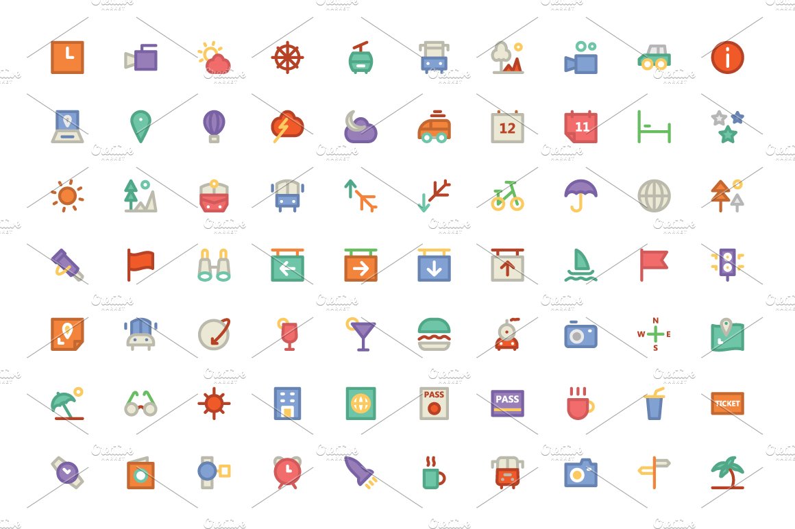 275+ Travel Colored Icons preview image.