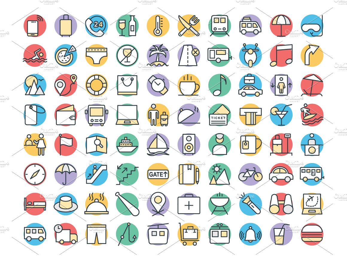 75+ Travel Vector Icons preview image.