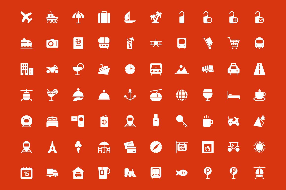 150 Travel Vector Icons preview image.