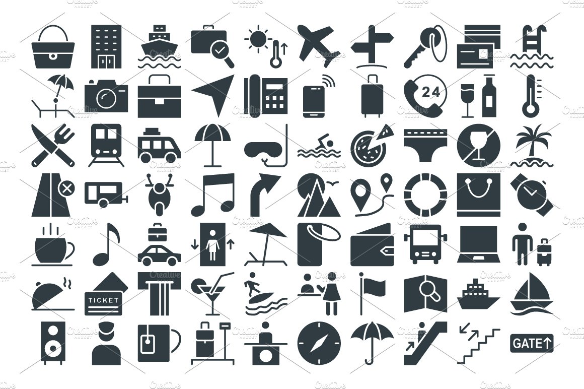 75+ Travel Vector Icons preview image.