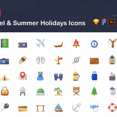 Travel and Summer Holiday Icons cover image.