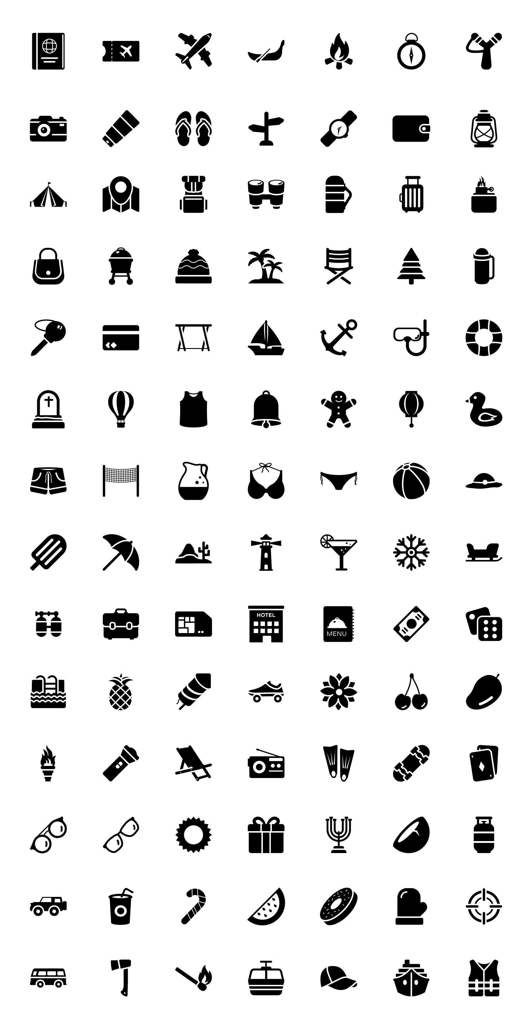 travel and summer holidays icons full preview glyph 528