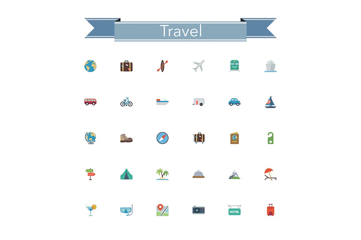 Travel Flat Icons cover image.