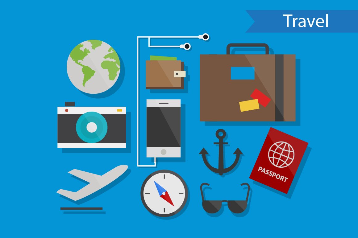 Travel Icons Flat Design Vector cover image.