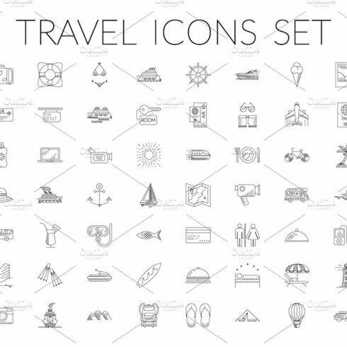 Travel icons set. cover image.