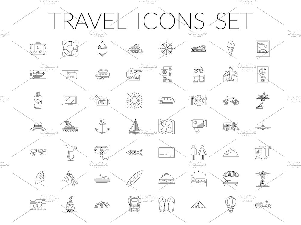 Travel icons set. cover image.