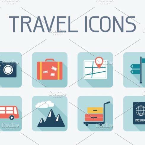 16 Flat Travel Icons cover image.