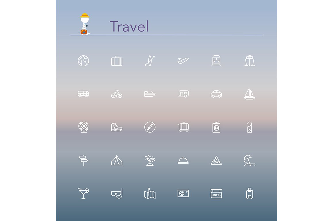 Travel Line Icons cover image.