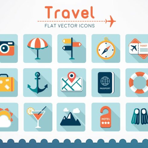 Travel Flat Vector Icons cover image.