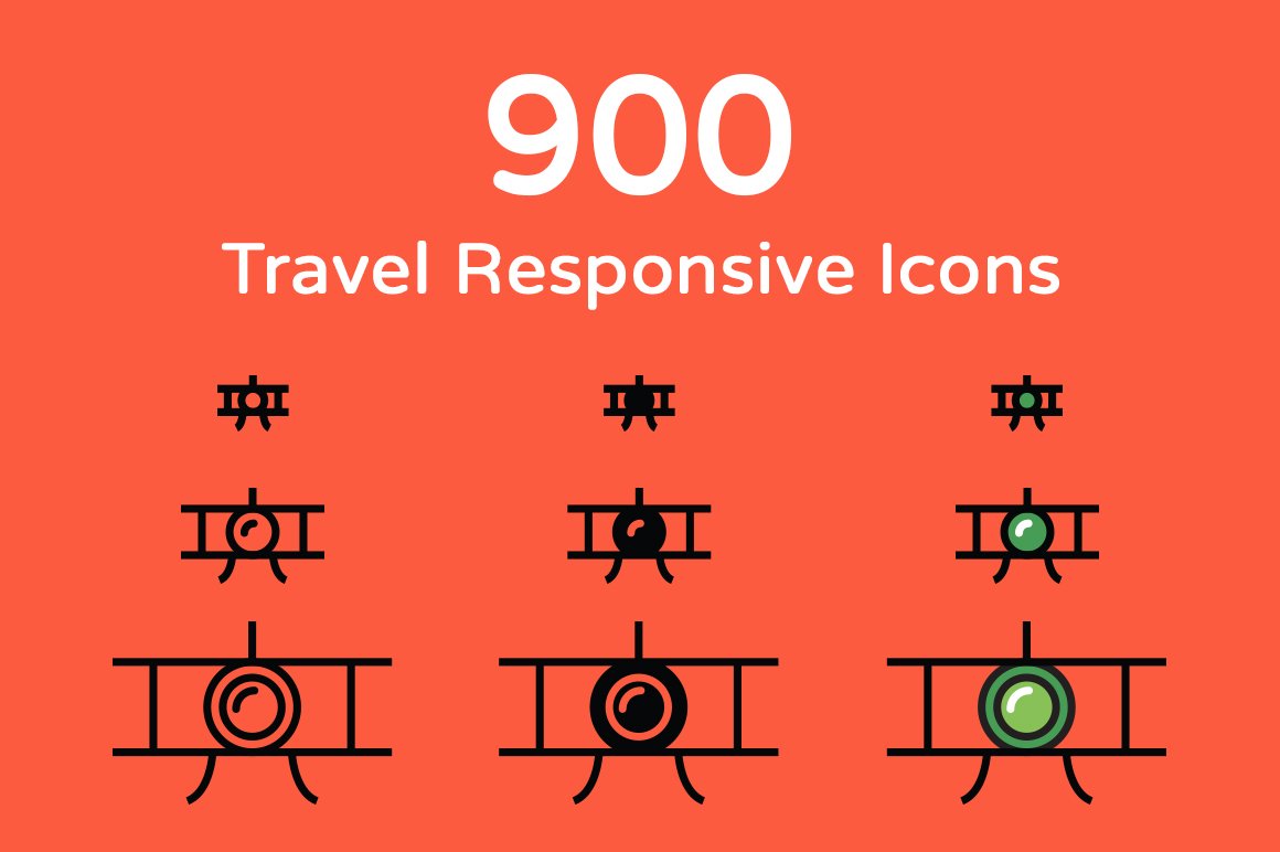 900 Travel Responsive Icons cover image.