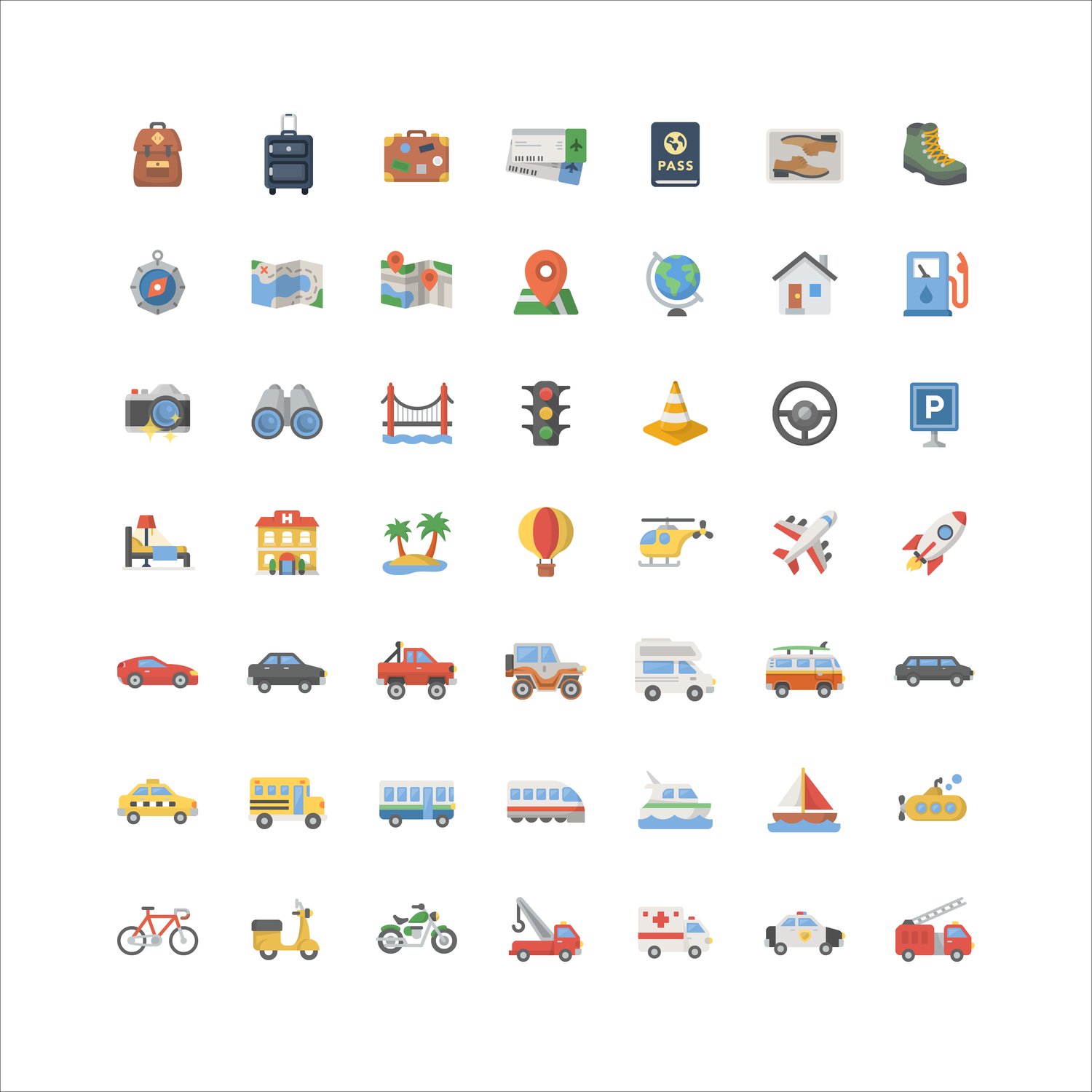 Travel Emoji - 42 Vector Icons cover image.