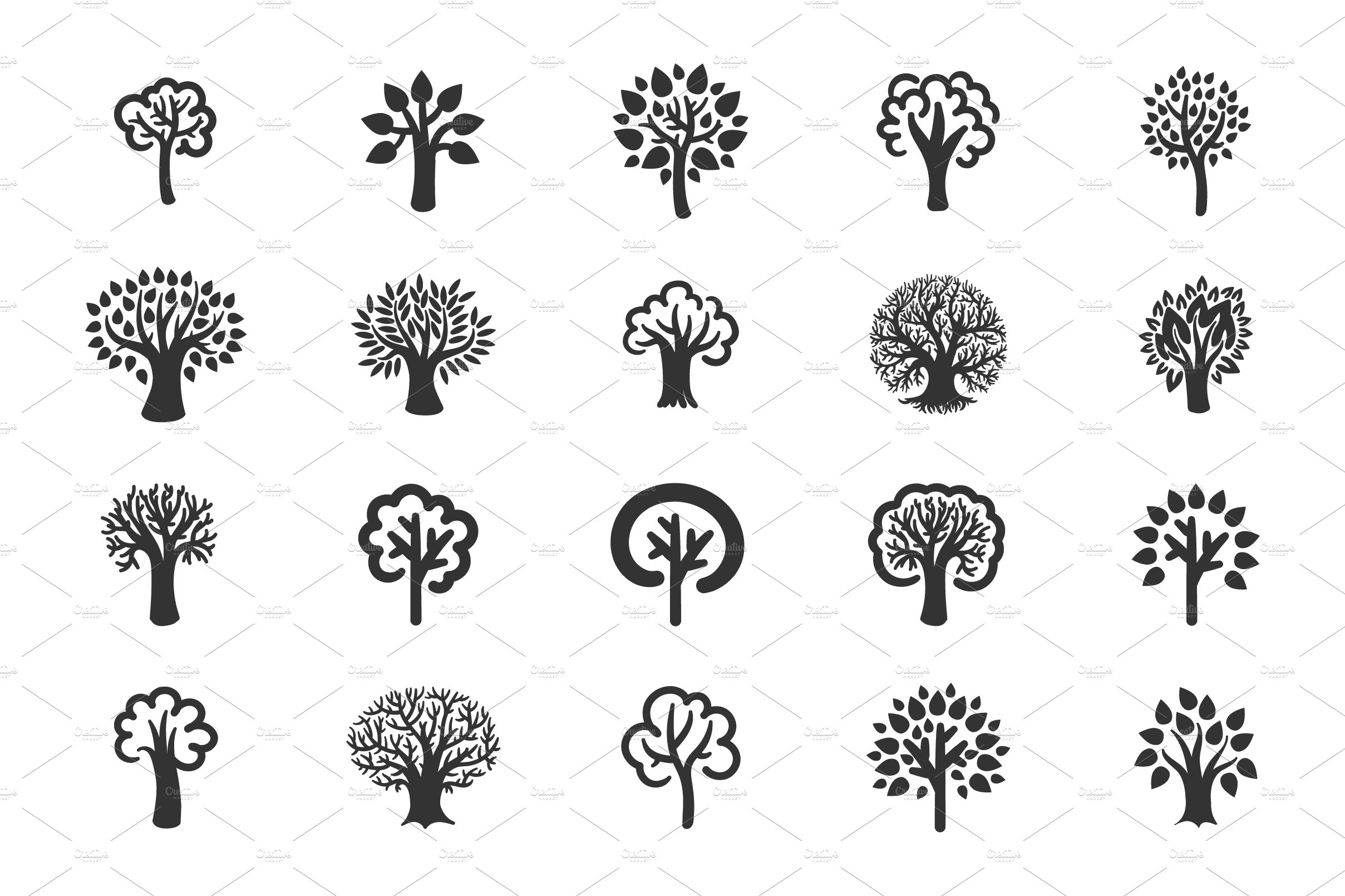 Tree icon set preview image.