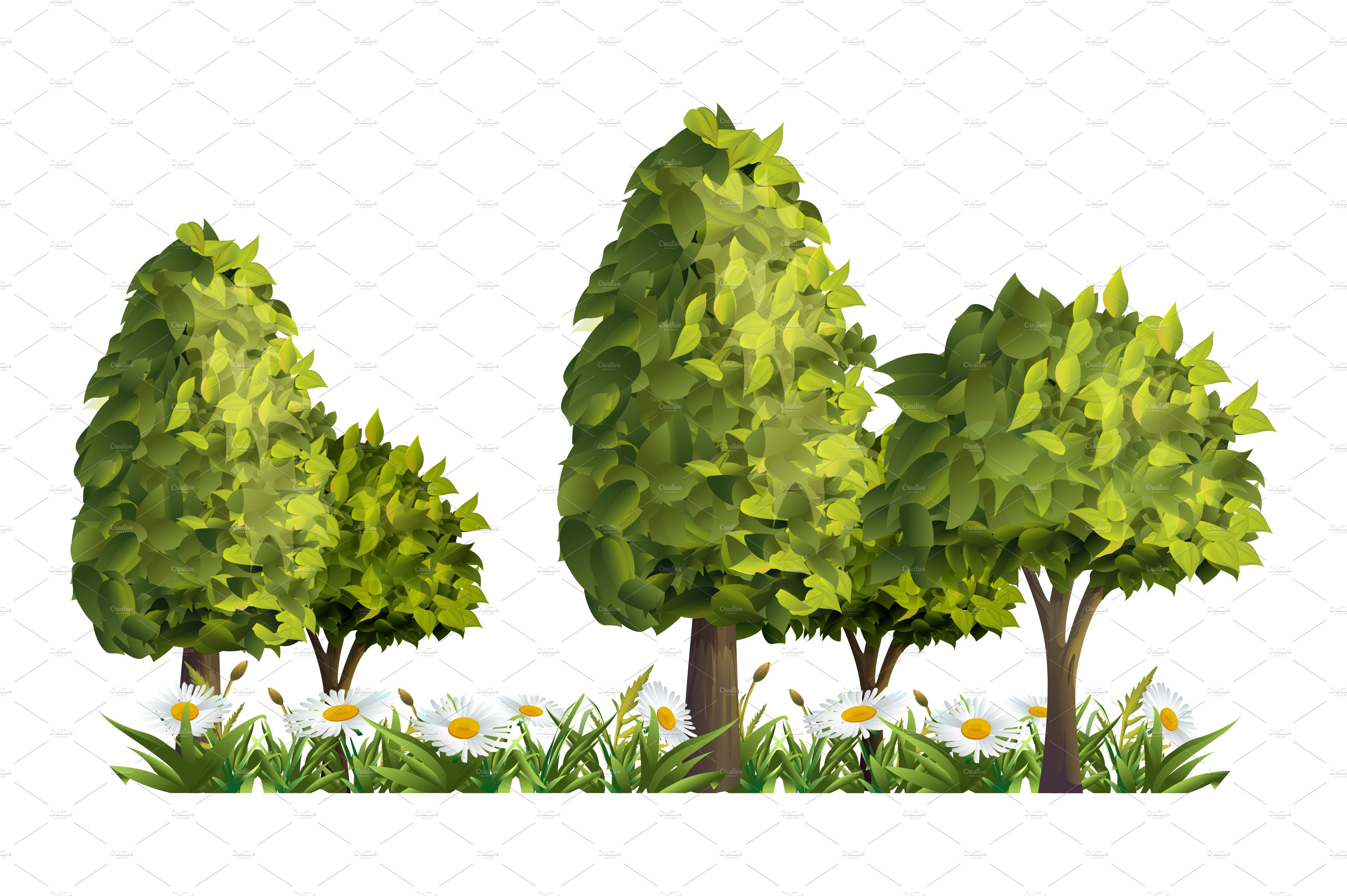 Trees, nature, forest, vector set preview image.