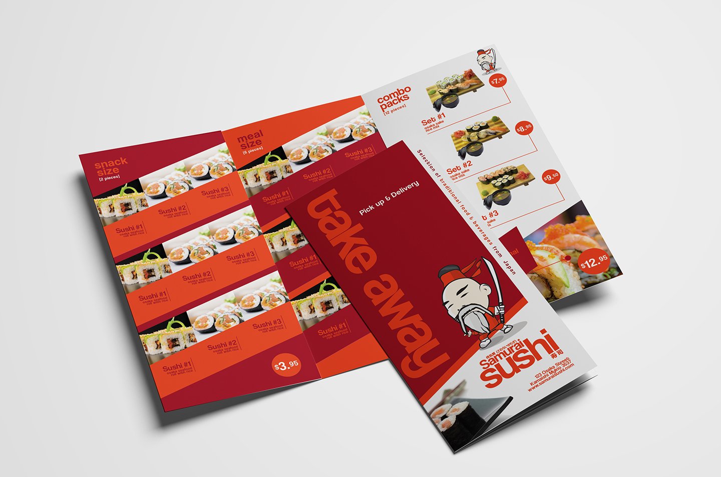 Trifold Sushi Menu Template cover image.