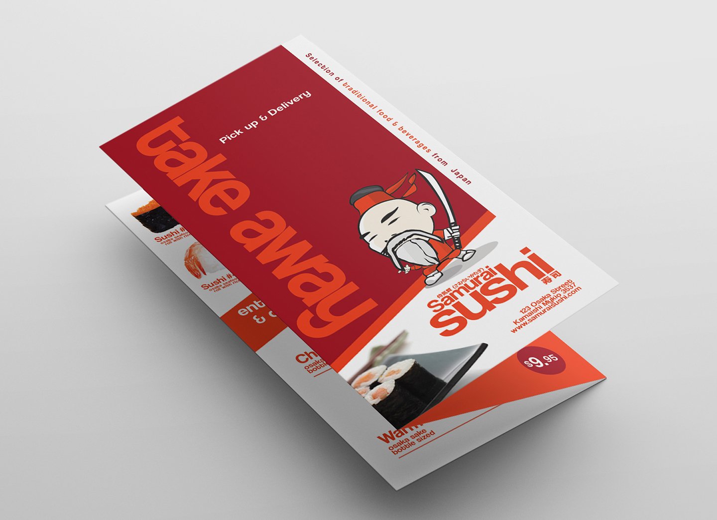 tri fold sushi menu template front 462