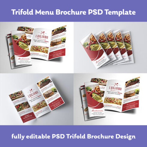 Food Menu Trifold Brochure Template cover image.
