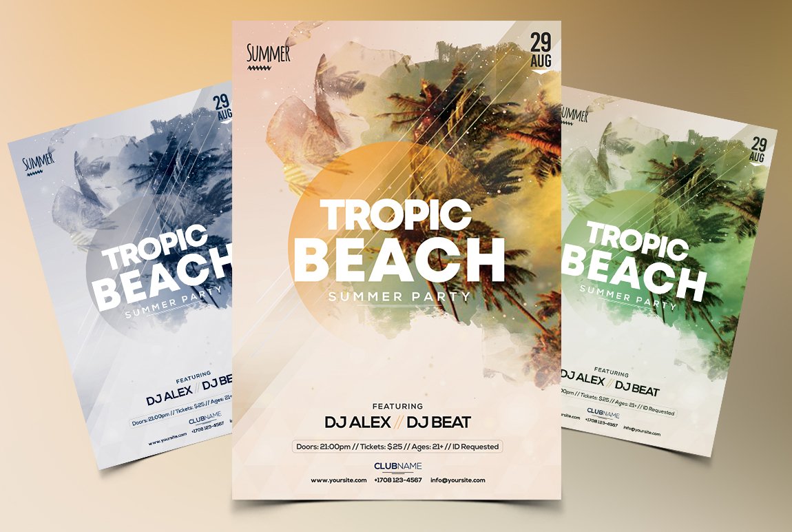 Tropic Beach - PSD Flyer Template cover image.