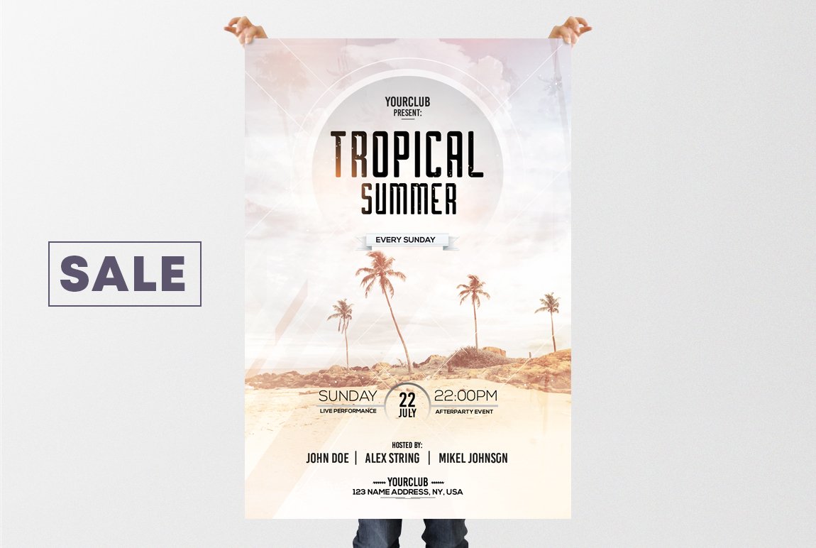 Tropical Summer - PSD Flyer Template preview image.