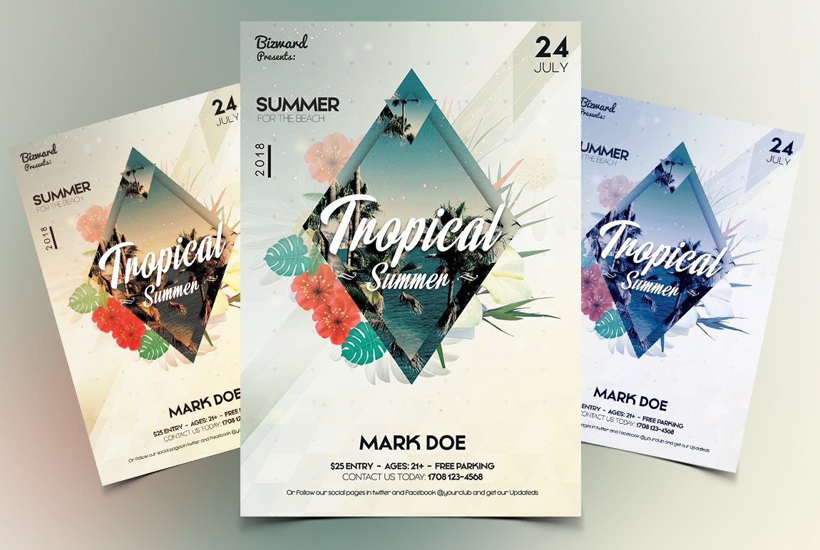 Tropical Summer - PSD Flyer cover image.