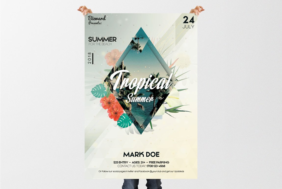 Tropical Summer - PSD Flyer preview image.