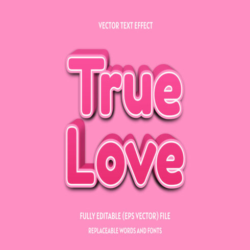 True love 3d text effect editable style cover image.
