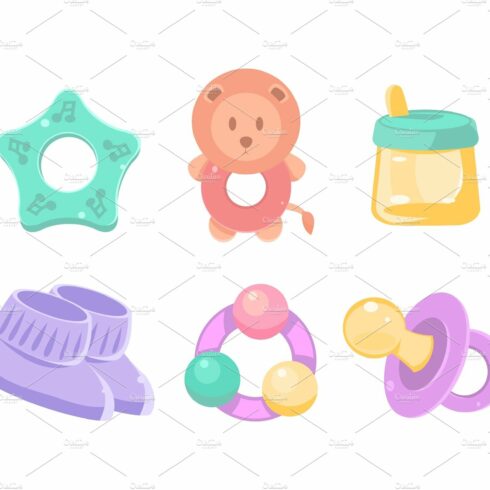 Newborn and baby care icons set cover image.