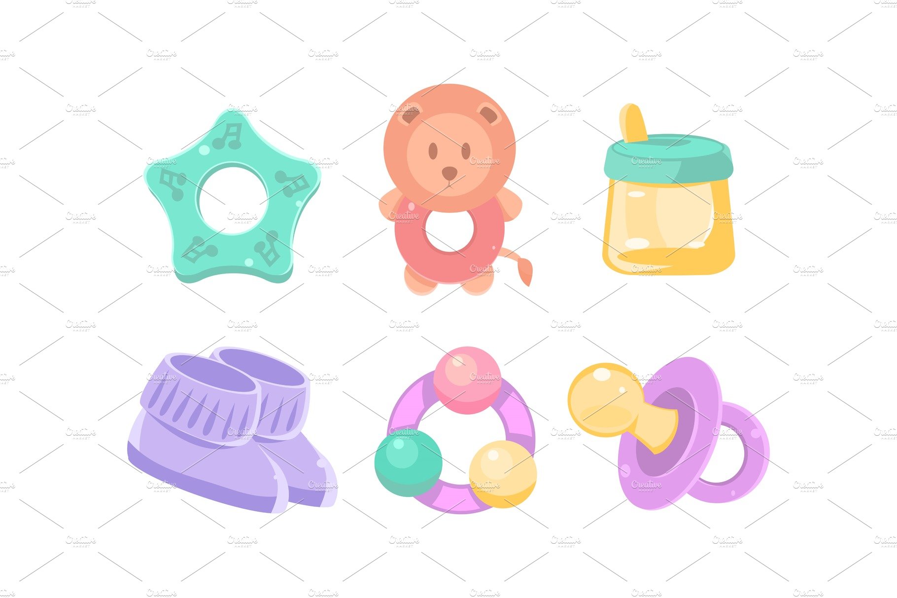 Newborn and baby care icons set cover image.