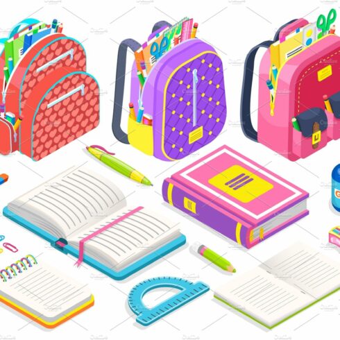 Satchels with School Supplies, Books cover image.
