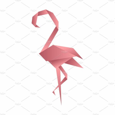 Flamingo origami low poly style cover image.