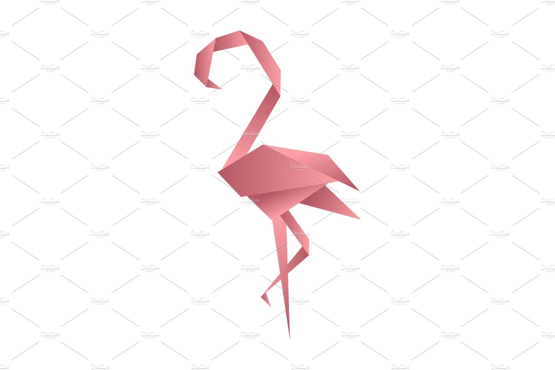 Flamingo origami low poly style cover image.