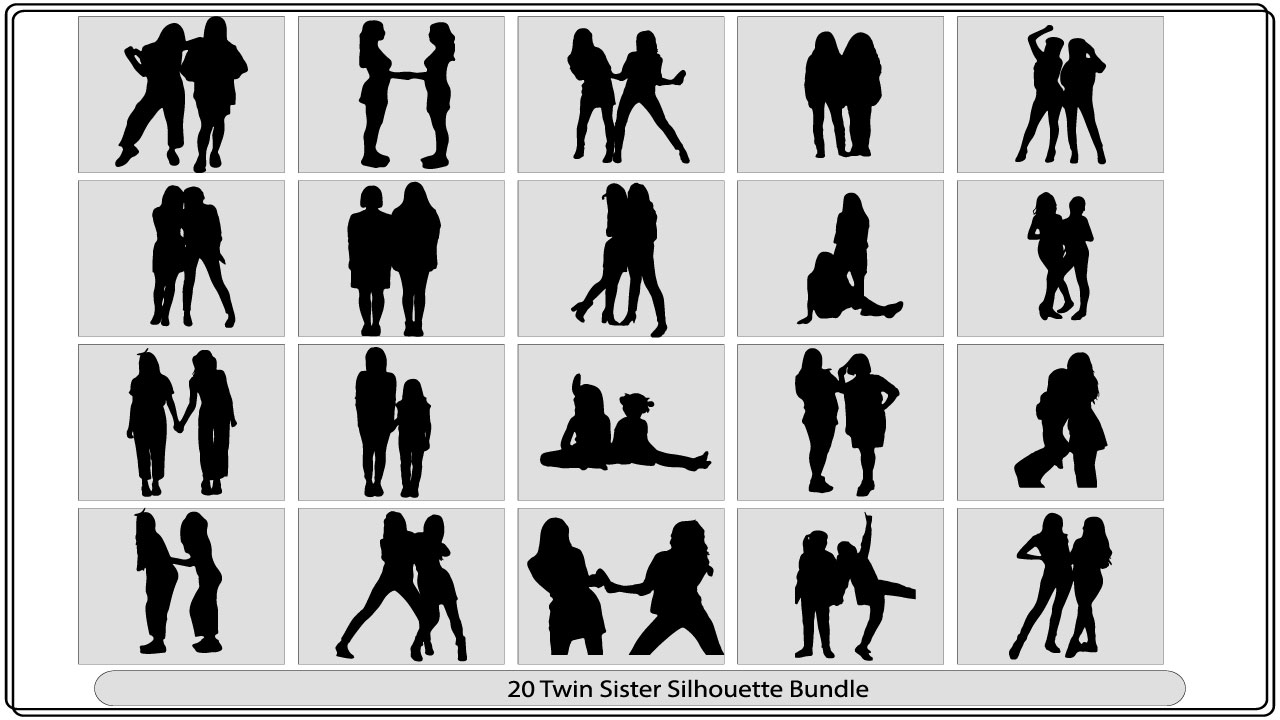 The silhouettes of people in different poses.