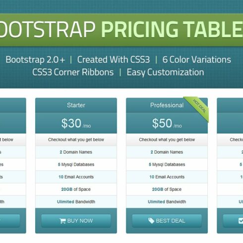 Bootstrap Pricing Tables cover image.