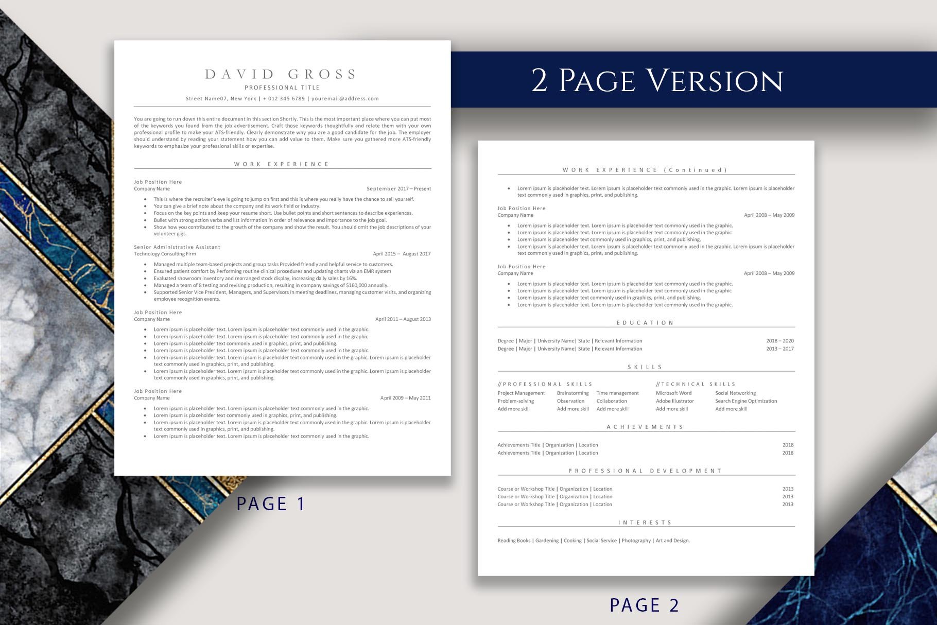 two page ats resume template 854