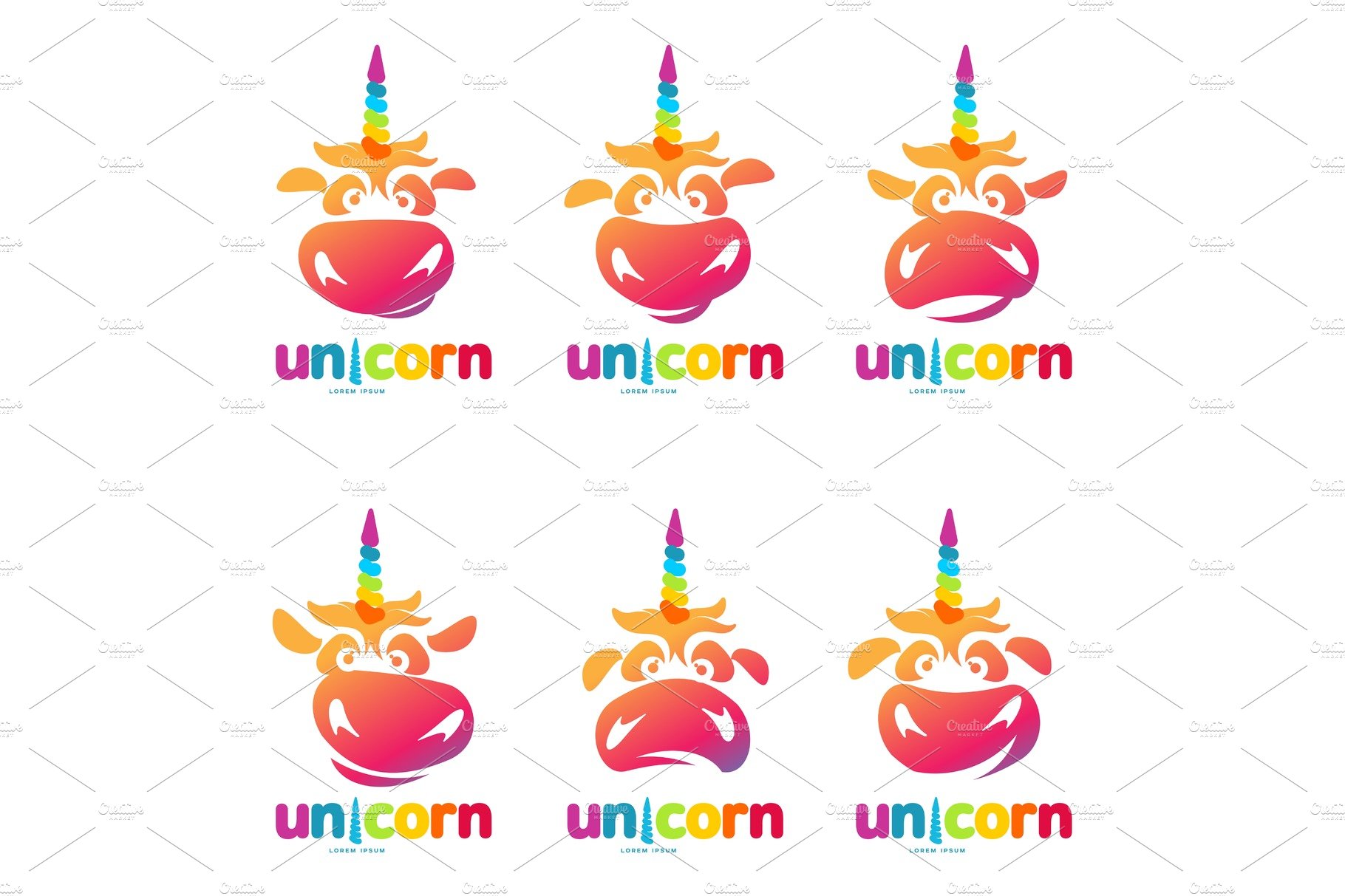 Unicorn illustration logo template cover image.