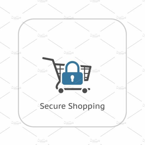 Secure  Shopping Icon. Flat Design. cover image.