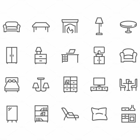Line Furniture Icons cover image.
