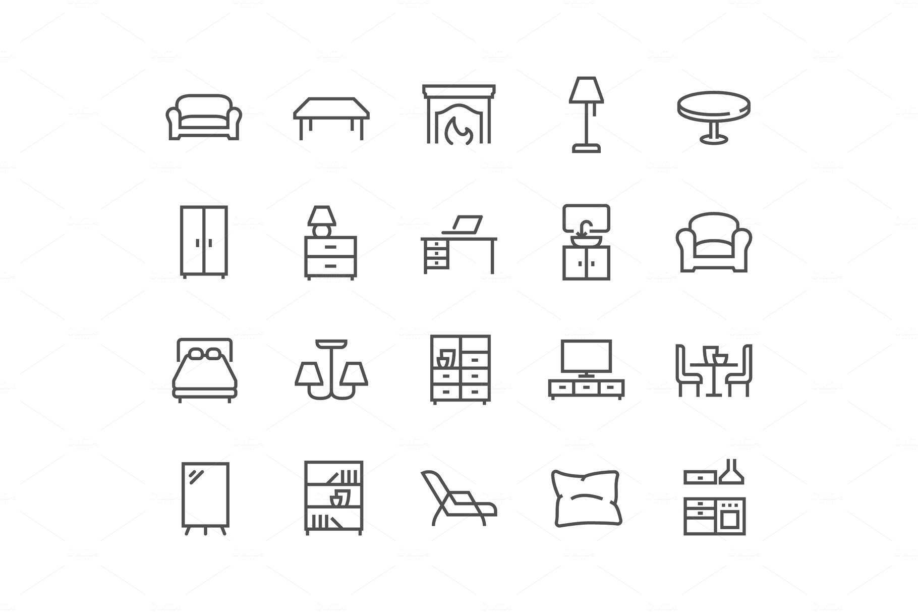 Line Furniture Icons cover image.