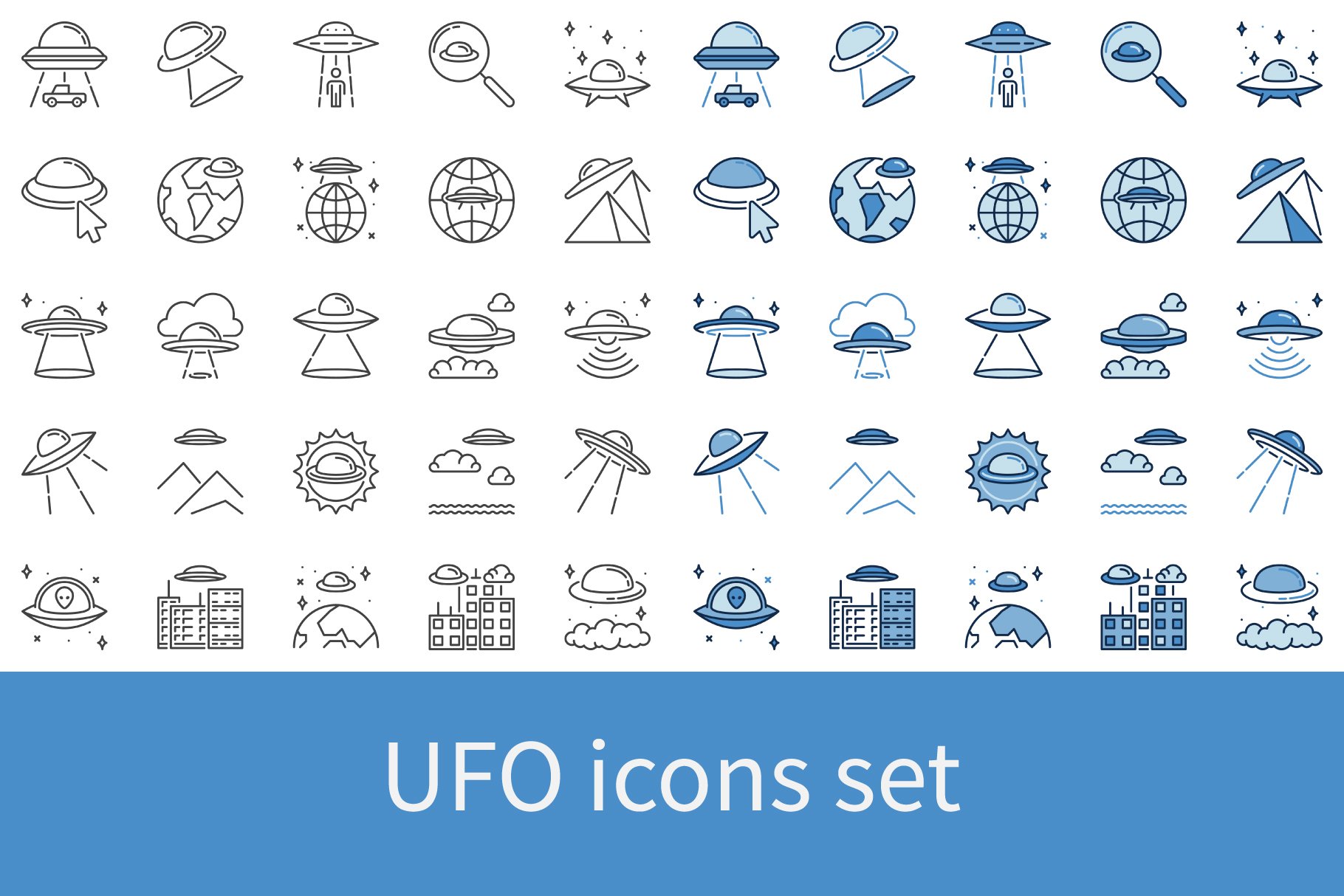 UFO icons set cover image.