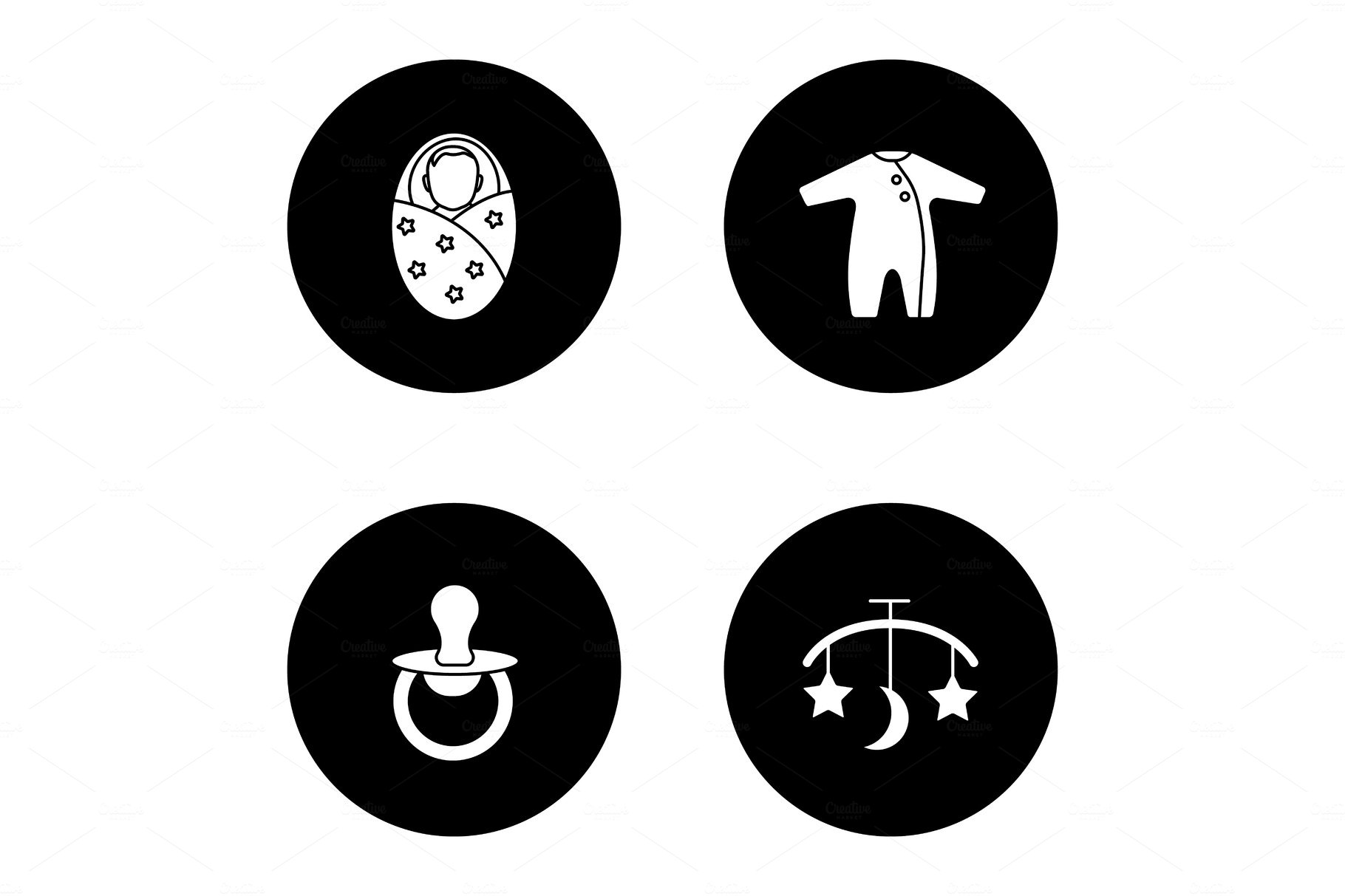 Childcare glyph icons set cover image.