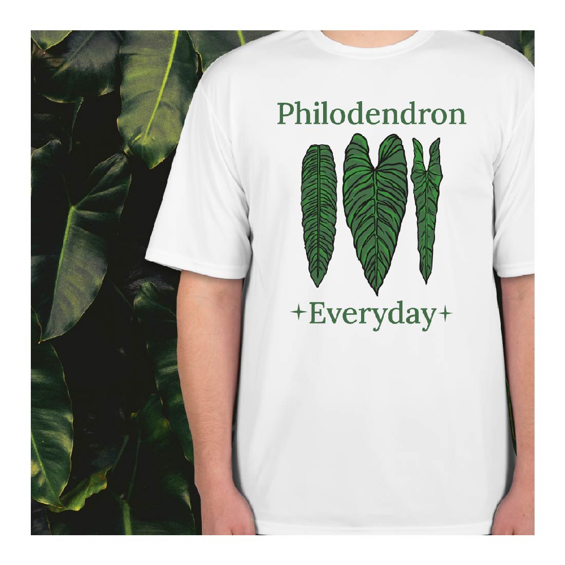 T-shirt philodendron illustration leaf aroid for plant addict cover image.
