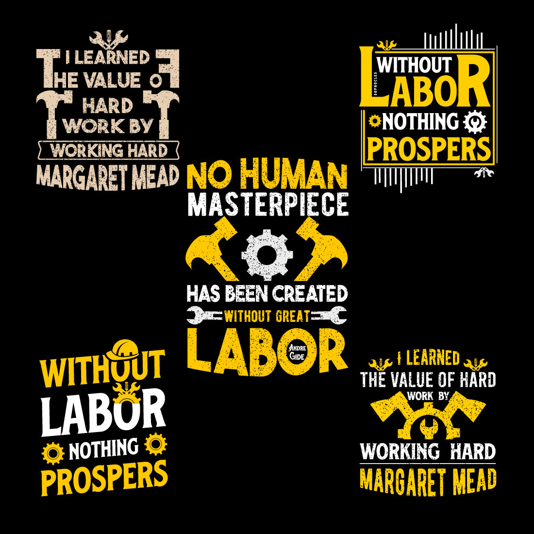 5 Combines Labour day, international Labour day, typography T-shirt Design original vector Template preview image.