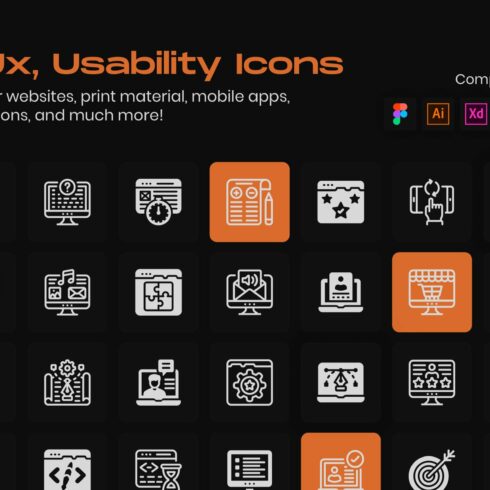 Web Design Linear Icons Pack cover image.