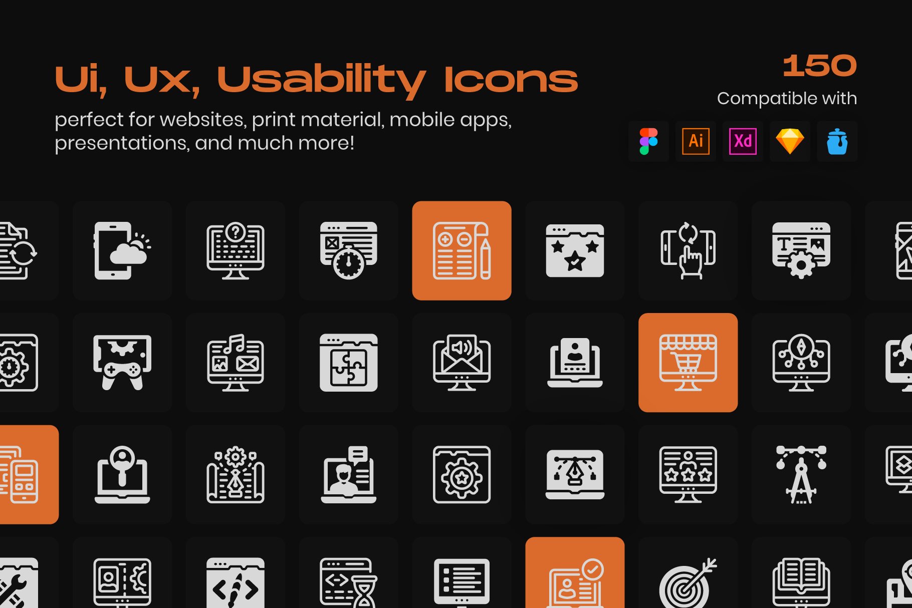 Web Design Linear Icons Pack cover image.