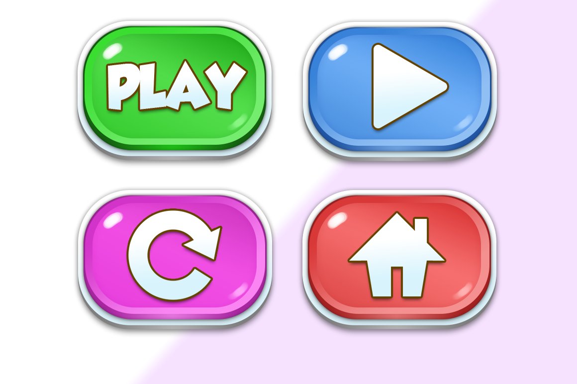 Game UI Buttons Cartoony preview image.