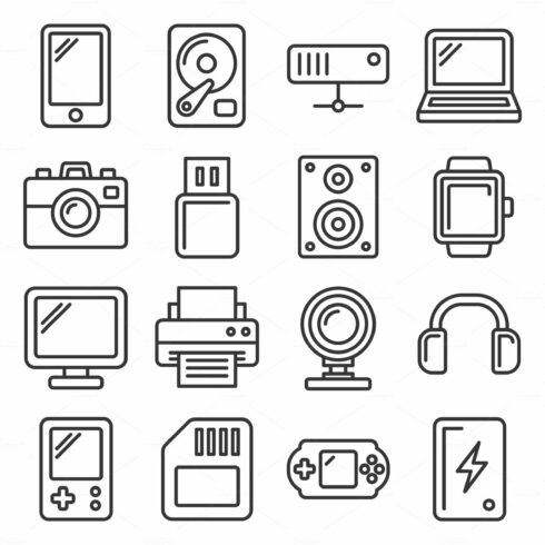 Devices and Gadgets Icons Set on cover image.